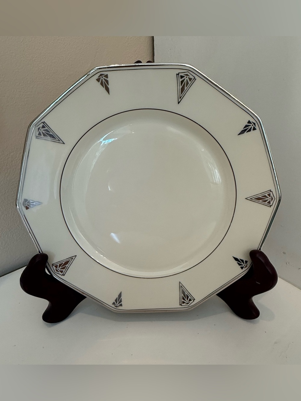 Community China Deauville Bavaria Art Deco Salad Plate 8.25” Platinum Trim